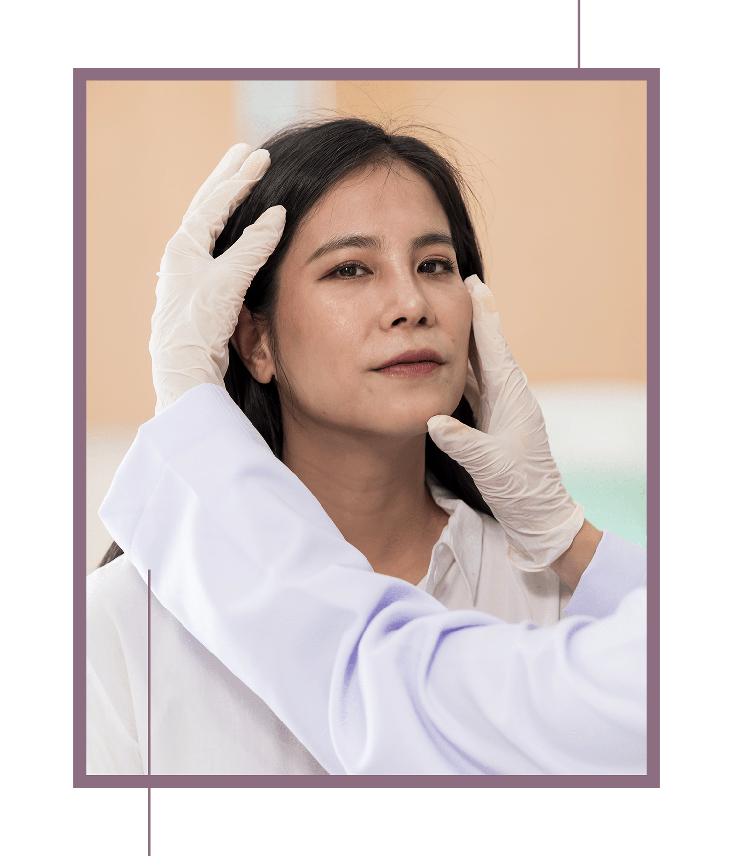 A woman getting a consult for facial procedures.